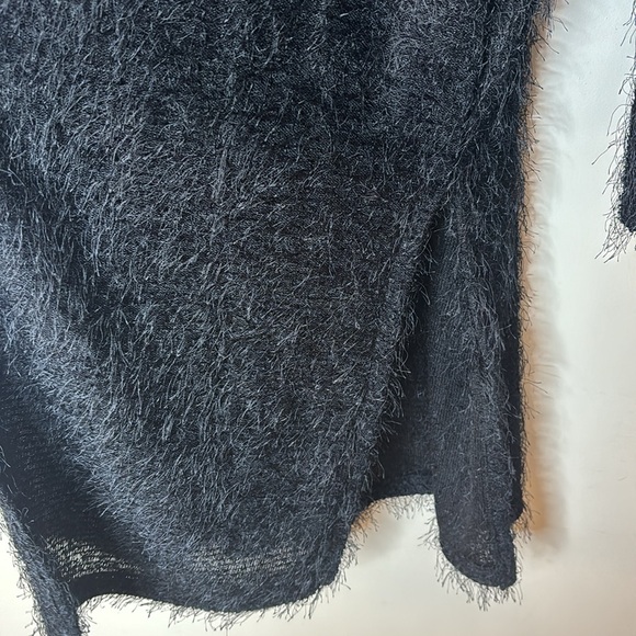 PICADILLY FASHION Fuzzy Open Front Long Black Cardigan Sweater - Picture 6 of 13
